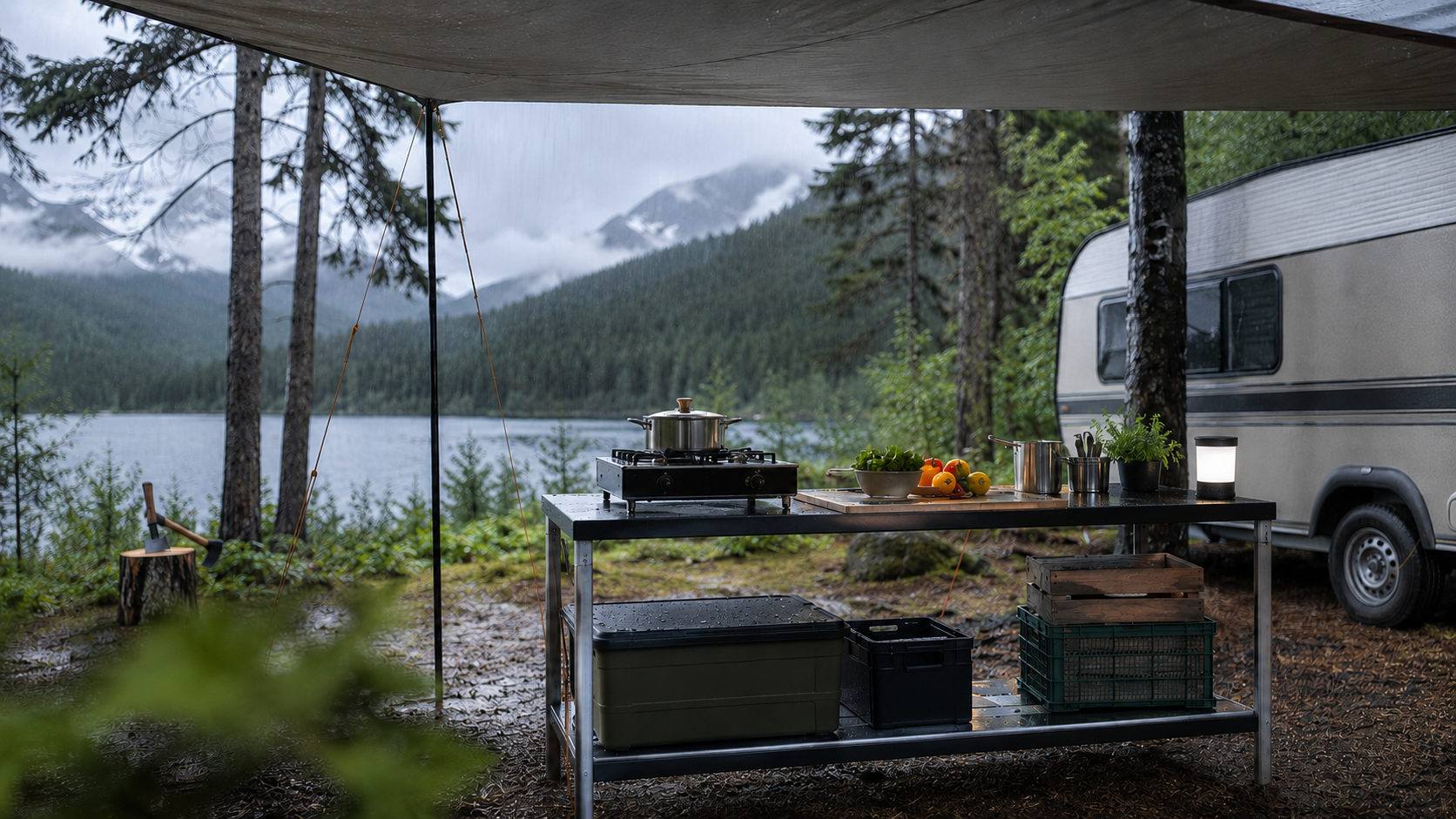 Campingküche bei Regen: 7 praktische und sichere Lösungen